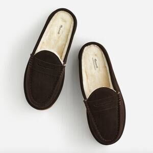 Madewell Slippers Mens Mocassin Loafers Slide Ons Suede Brown Size‎ 7 NEW